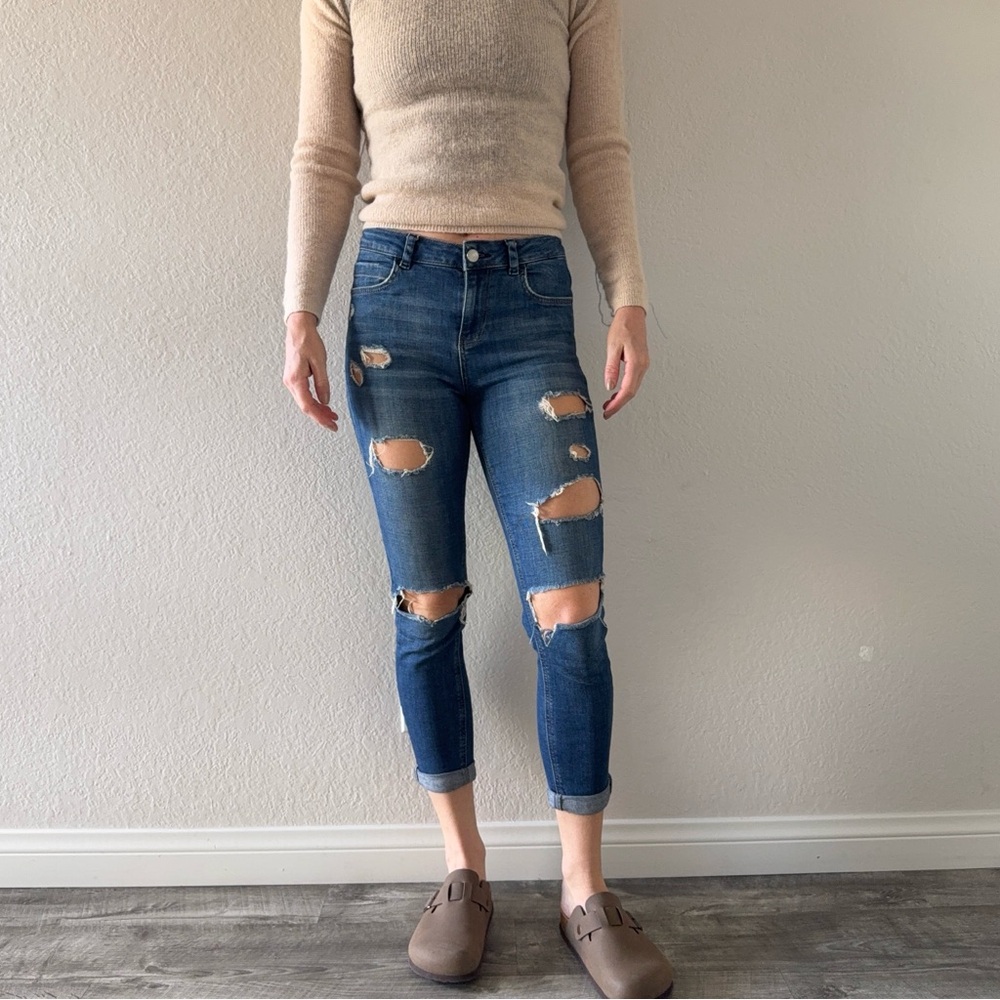 Topshop Ripped High Rise Skinny Jeans